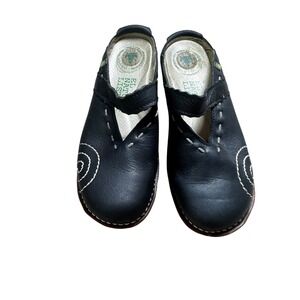 El Naturalista Leather Clogs Women 36 Black Good Mary Jane Frog Shock Mules